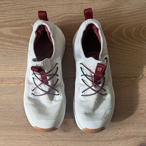 On Running Kids Shoes in White and Burgundy